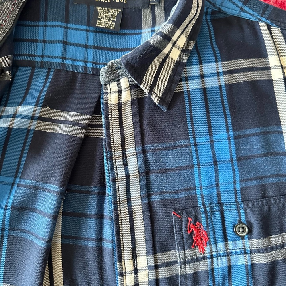 Polo by Ralph Lauren Men's Navy and Blue Check Shirt